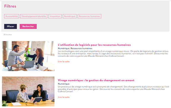 Capture d'écran du blogue d'ÉAQ